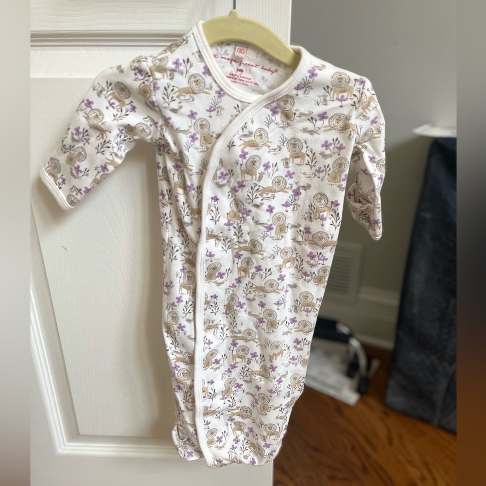Magnetic Me Floral Kids Pajamas Nightgown - Cream and Purple